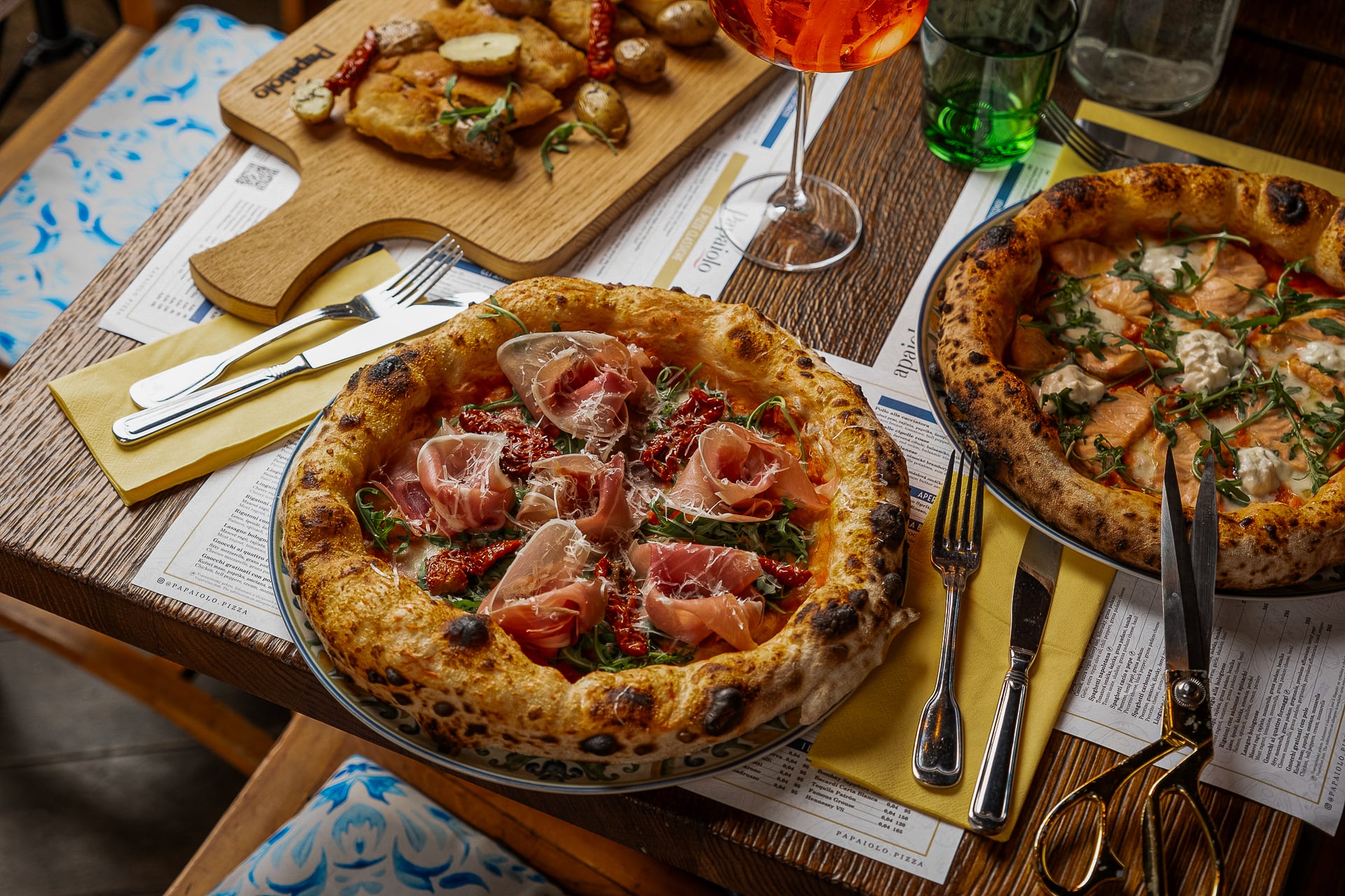 Pizzas on the table