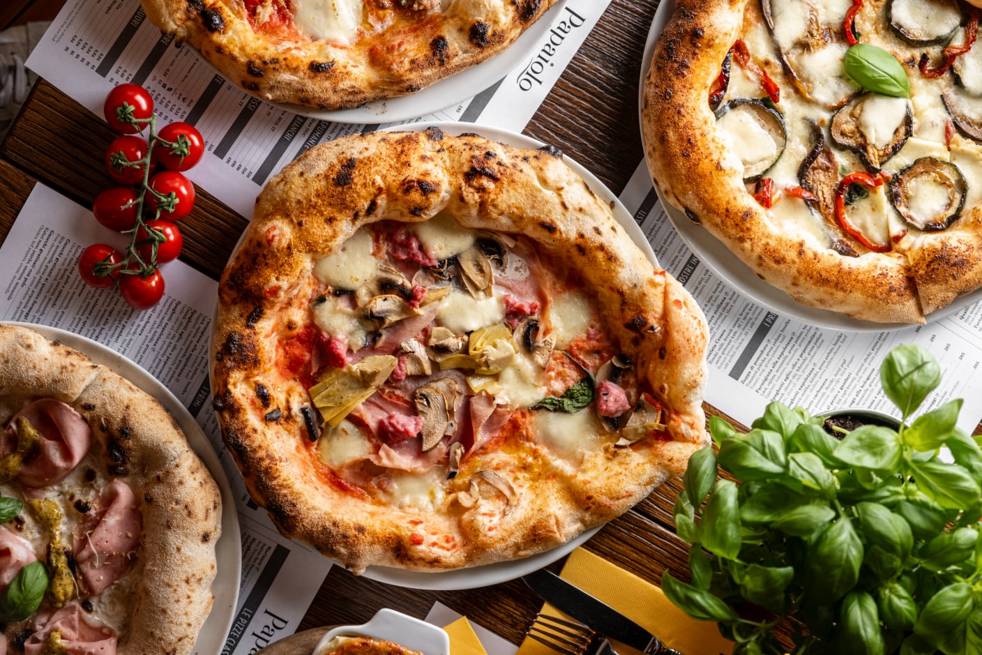 Pizzas on the table