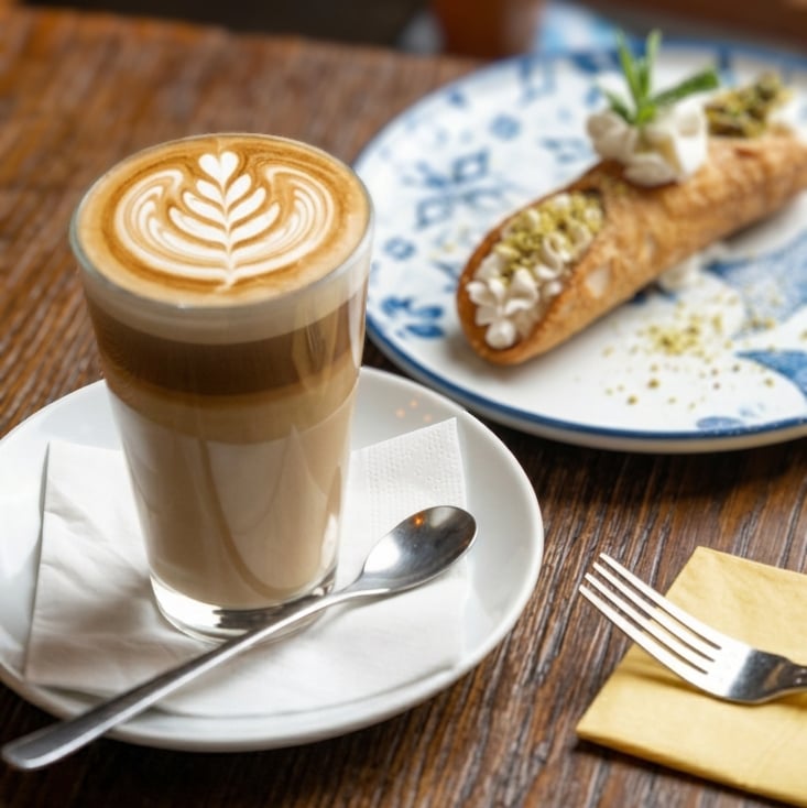 Cannolo - Sicilian pastry with ricotta and pistachio filling, traditional recipe